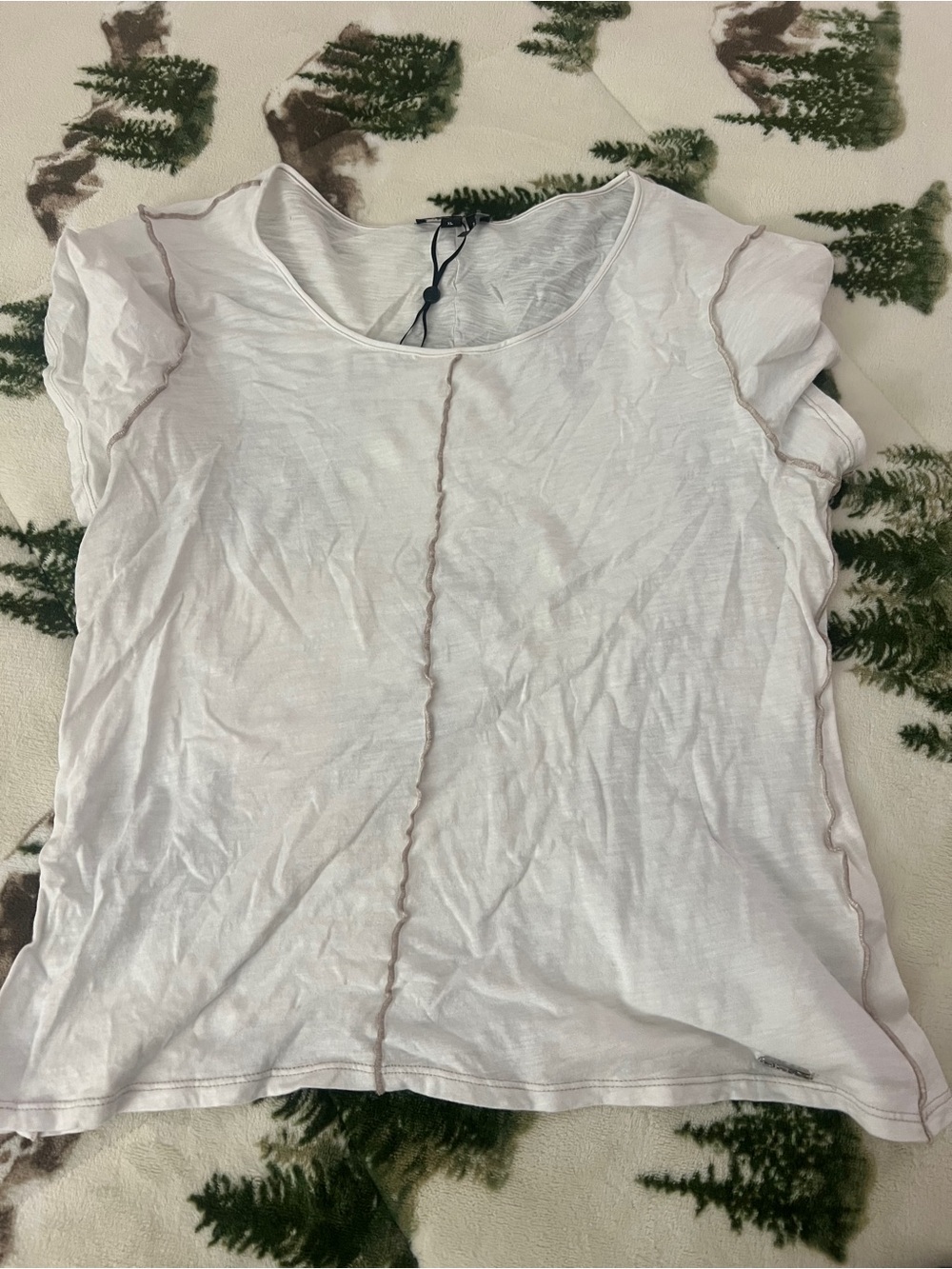 DKNY Short Sleeve Ruffles Seam-Detail Tee Y2K